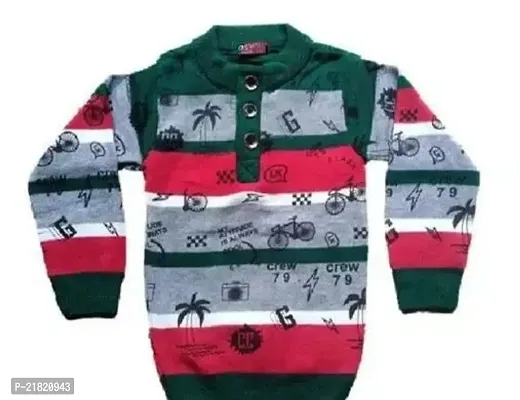 Woolen Winter Wear Kids Boy And Girls Green Red Color Sweater Pack Of 1-thumb2