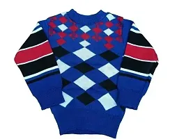 Woolen Winter Wear Top And Bottom Kids Boy And Girls Red Blue Check Color Sweater Combo Pack Of 1-thumb1