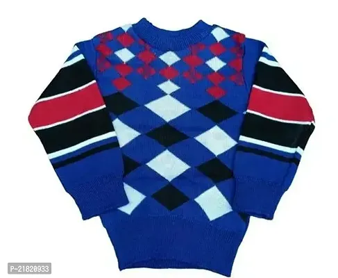 Woolen Winter Wear Top And Bottom Kids Boy And Girls Red Blue Check Color Sweater Combo Pack Of 1-thumb2