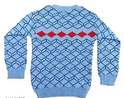 Woolen Winter Wear Top And Bottom Kids Boy And Girls Sky Blue Red Cone Design Color Sweater Combo Pack Of 1-thumb2