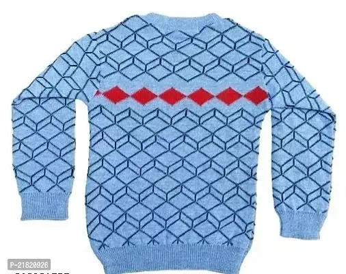 Woolen Winter Wear Top And Bottom Kids Boy And Girls Sky Blue Red Cone Design Color Sweater Combo Pack Of 1-thumb3