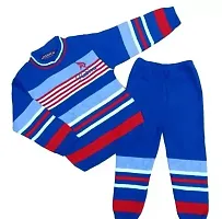 Woolen Winter Wear Top And Bottom Kids Boy And Girls Blue Red Line Color Sweater Combo Pack Of 1-thumb1