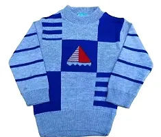 Woolen Winter Wear Top And Bottom Kids Boy And Girls Blue Check Color Sweater Combo Pack Of 1-thumb1