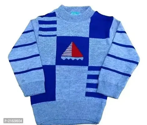 Woolen Winter Wear Top And Bottom Kids Boy And Girls Blue Check Color Sweater Combo Pack Of 1-thumb2