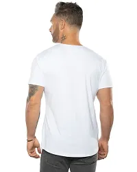 Stylish White Cotton Blend Round Neck Tees For Men-thumb1