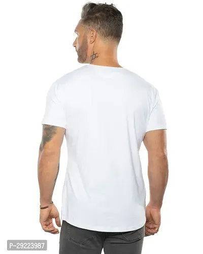 Stylish White Cotton Blend Round Neck Tees For Men-thumb2