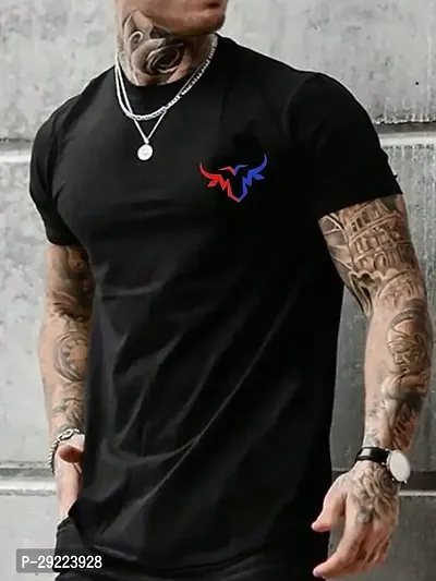 Stylish Black Cotton Blend Round Neck Tees For Men