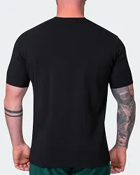 Stylish Black Cotton Blend Round Neck Tees For Men-thumb1