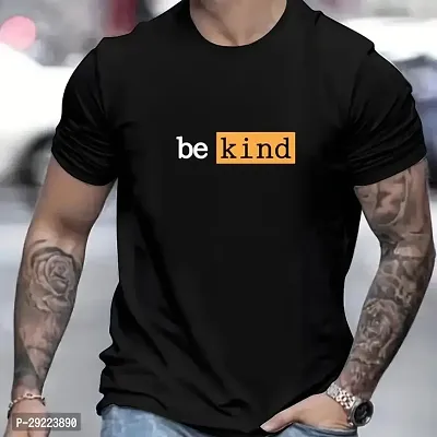 Stylish Black Cotton Blend Round Neck Tees For Men-thumb0