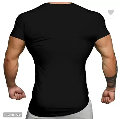 Stylish Black Cotton Blend Printed Round Neck Tees For Men-thumb3