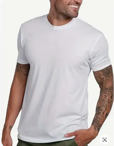 ADTOO, Round Neck T-Shirt for Men 001 (40, White)