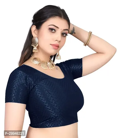 Reliable Navy Blue Cotton Stitched Blouses For Women-thumb5