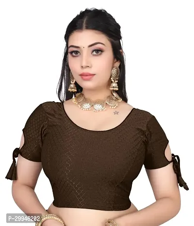 Reliable Coffee Lycra Stitched Blouses For Women