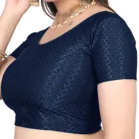 Reliable Navy Blue Cotton Stitched Blouses For Women-thumb1
