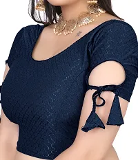 Reliable Navy Blue Lycra Stitched Blouses For Women-thumb1