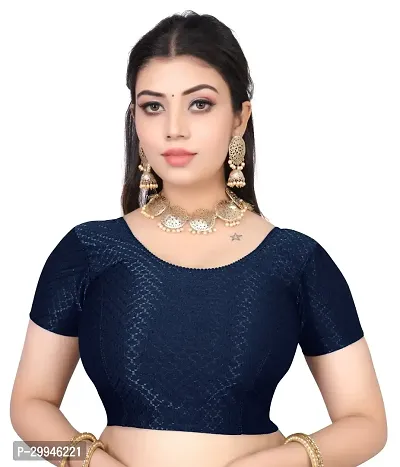 Reliable Navy Blue Cotton Stitched Blouses For Women-thumb0