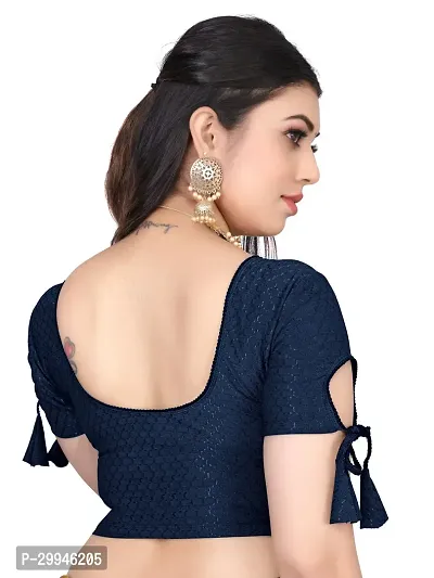 Reliable Navy Blue Lycra Stitched Blouses For Women-thumb3