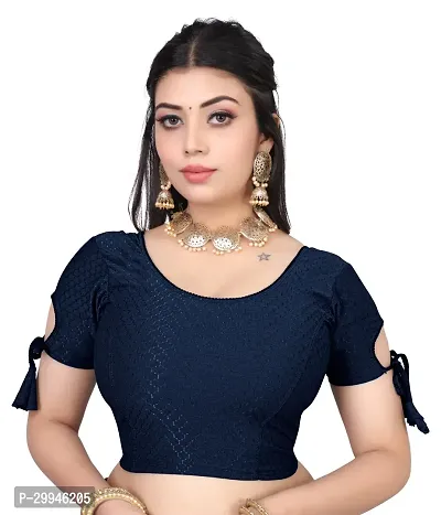 Reliable Navy Blue Lycra Stitched Blouses For Women