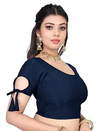 Reliable Navy Blue Lycra Stitched Blouses For Women-thumb3