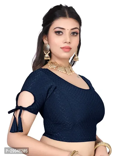 Reliable Navy Blue Lycra Stitched Blouses For Women-thumb5