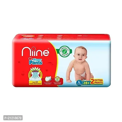 Niine Baby Diaper Pants Large(L) Size (9-14 Kg) (Pack Of 1) 30 Pants For Overnight Protection With Rash Control-thumb0