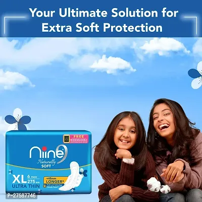 NIINE Naturally Soft Ultra Thin XL Sanitary Pads (Pack of 9) 54 Pads with Free Biodegradable Disposal Bags-thumb4