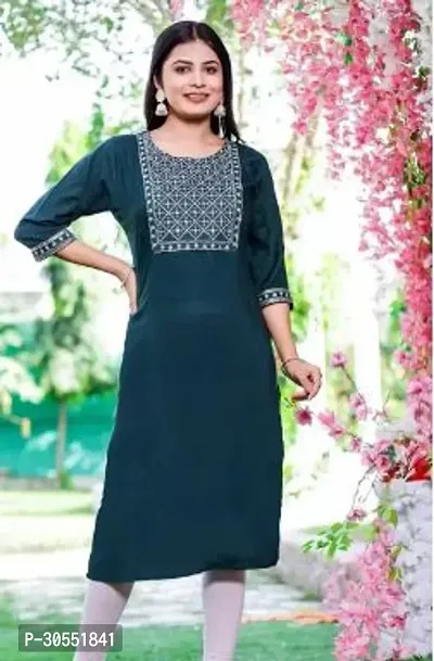 Reliable Rayon Embroidered Kurta For Women-thumb0