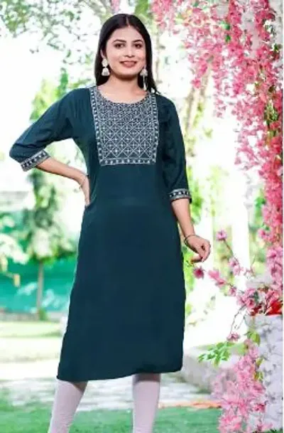 Reliable Rayon Embroidered Kurta For Women