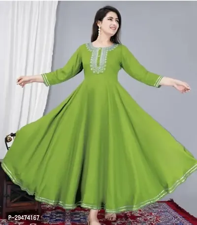 Stylish Green Rayon Kurta For Women