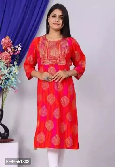 Reliable Rayon Embroidered Kurta For Women-thumb0