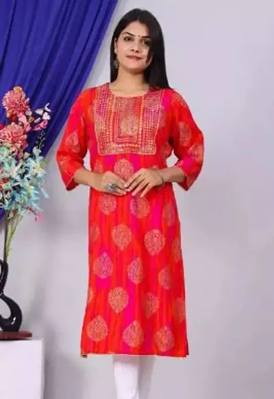 Reliable Rayon Embroidered Kurta For Women