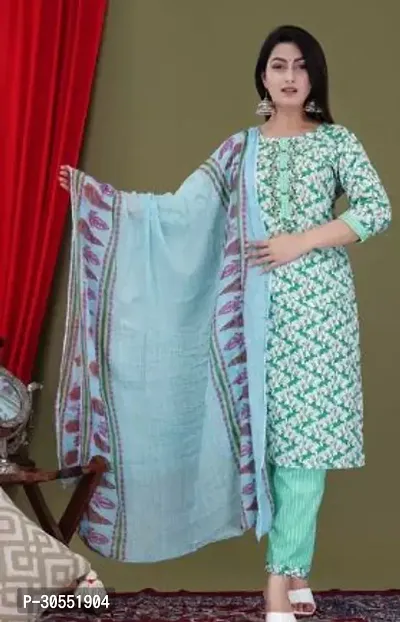 Reliable Rayon Printed Kurta with Pant And Dupatta Set For Women-thumb0