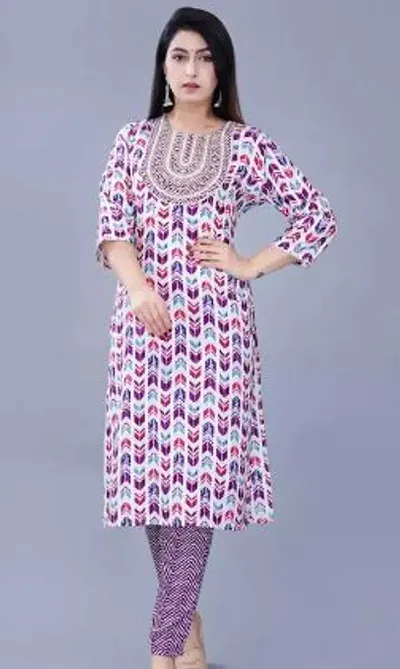 Stylish Rayon Printed Kurta Pant Set