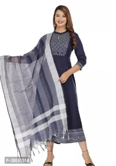 Reliable Rayon Embroidered Anarkali Kurta with Dupatta Set For Women