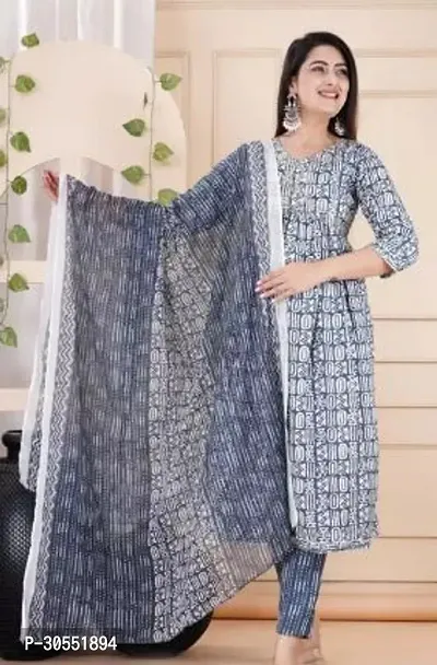 Reliable Rayon Printed Kurta with Pant And Dupatta Set For Women-thumb0