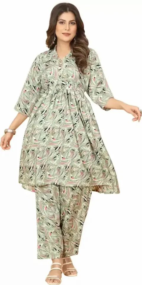 Stylish A-Line Silk Blend Kurta Bottom Set