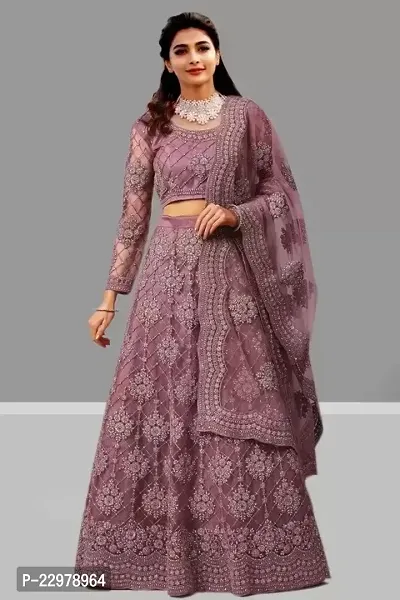 Stylish Purple Net Lehenga Choli Set For Women-thumb0