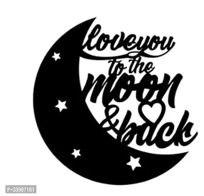 Love You to The Moon and Back Quote Black Engineered Wood Cutout Wall Art-thumb0