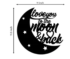 Love You to The Moon and Back Quote Black Engineered Wood Cutout Wall Art-thumb2