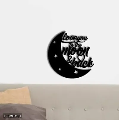 Love You to The Moon and Back Quote Black Engineered Wood Cutout Wall Art-thumb2