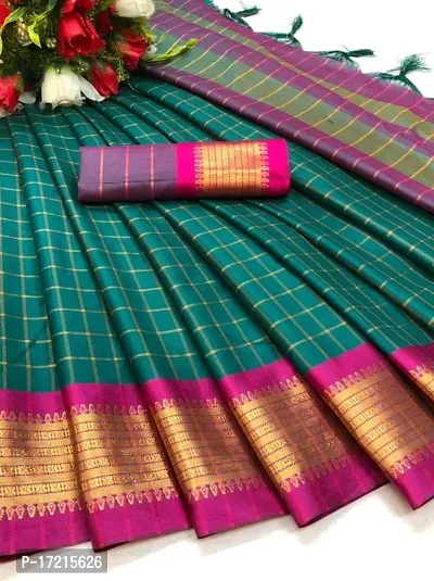 Beautiful Pink Cotton Silk Saree With Blouse Piece For Women
