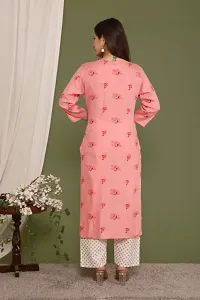 Elegant Pink Rayon Printed Kurta with Pant Set For Women-thumb1