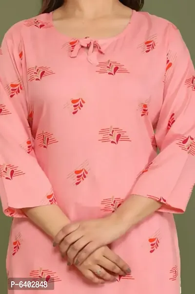 Elegant Pink Rayon Printed Kurta with Pant Set For Women-thumb4