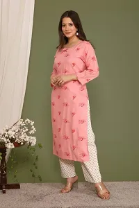 Elegant Pink Rayon Printed Kurta with Pant Set For Women-thumb2