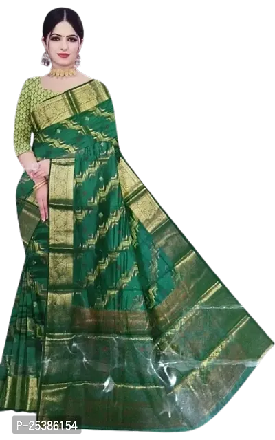 Beautiful Silk Blend Printed Saree with Blouse Piece For Women-thumb0