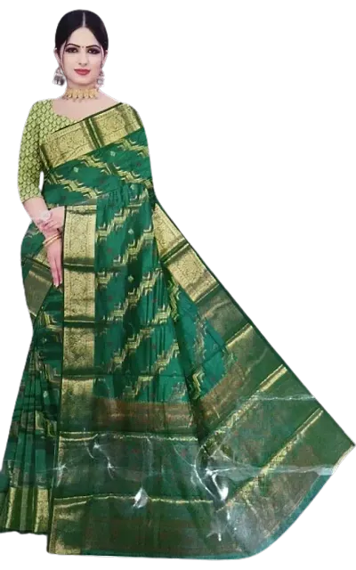 Glamorous Silk Blend Saree with Blouse piece 