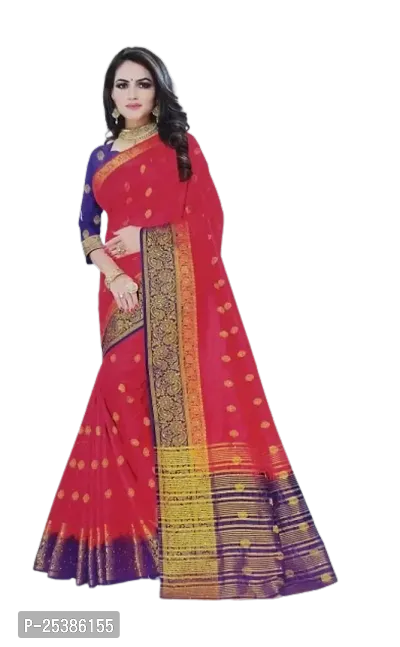 Beautiful Silk Blend Printed Saree with Blouse Piece For Women