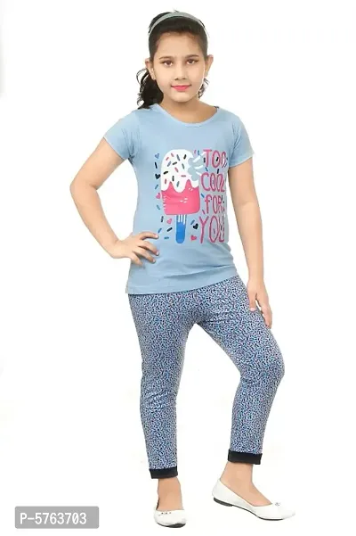 Trendy Cotton Top with Capri Set for Girl-thumb0