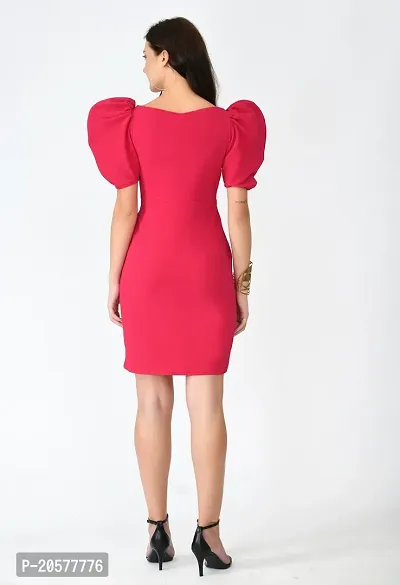 Stylish Pink Polyester Solid Bodycon For Women-thumb2