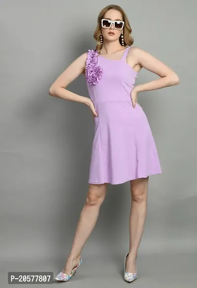 Stylish Purple Polyester Solid A-line For Women